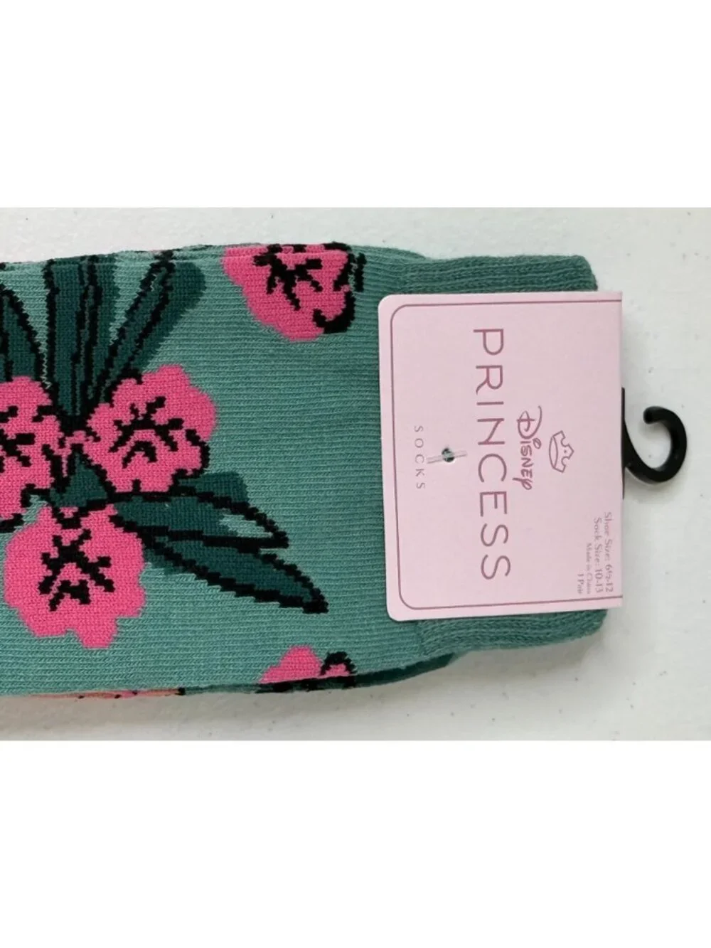 Disney Princess Tiana Floral Crew Socks NWT
